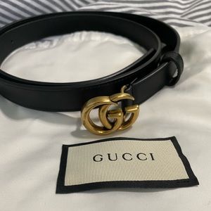 Gucci Slim Leather Belt - Authentic